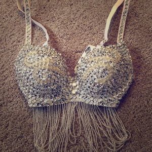 Jeweled bra white